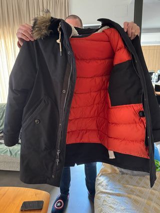 Abrigo Polar Abercrombie & Fitch Negro Naranja