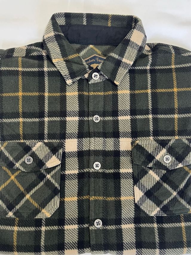 Camisa Freedom Foundry cuadros verde y beige