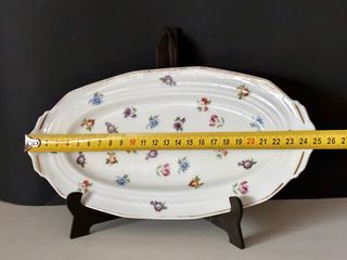 🇫🇷 Limoges Bandeja Flores Porcelana Dorada