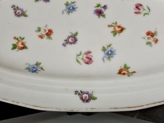 🇫🇷 Limoges Bandeja Flores Porcelana Dorada