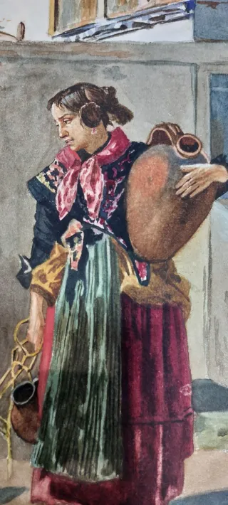 Acuarela Mujeres con cántaros