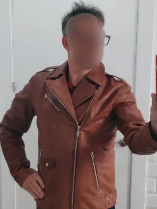 Chaqueta Biker Piel Marrón