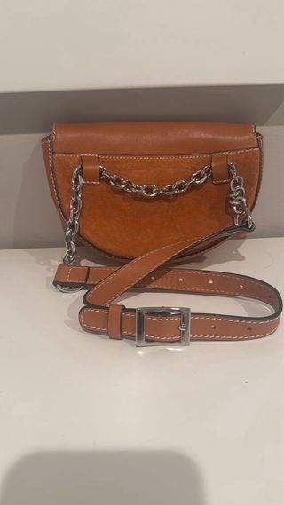 Bandolera de piel color camel