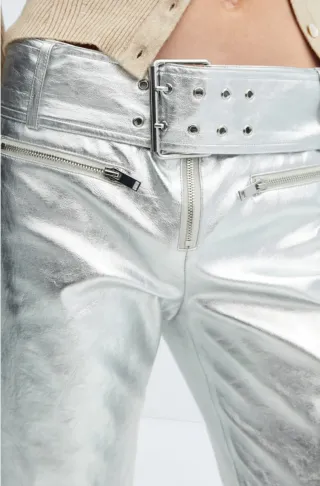 Pantalón metalizado plateado nuevo