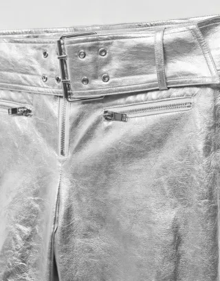 Pantalón metalizado plateado nuevo