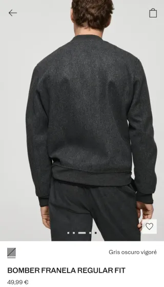Bomber franela gris Mango Talla S