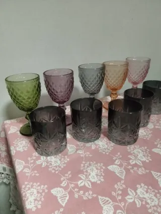 Set 10 Bicchieri e Calici Vetro Colorati