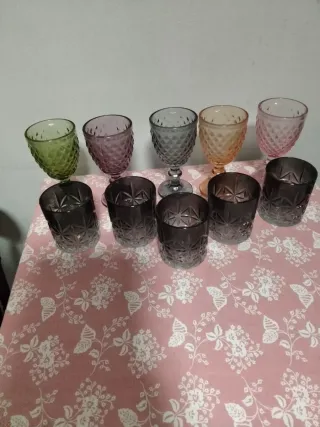 Set 10 Bicchieri e Calici Vetro Colorati