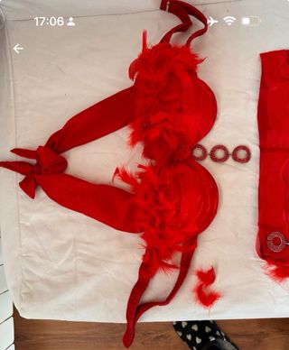 Vestido Bellydance Rojo con Plumas