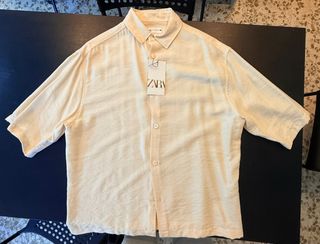 Camisa Zara Beige Manga Corta