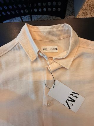 Camisa Zara Beige Manga Corta