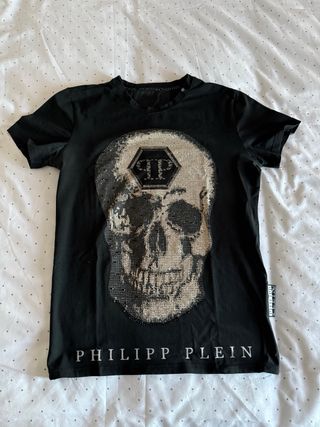 Philipp Plein Calavera Strass Camiseta Negra