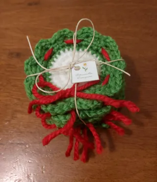 Set 6 sottobicchieri natalizi fatti a mano