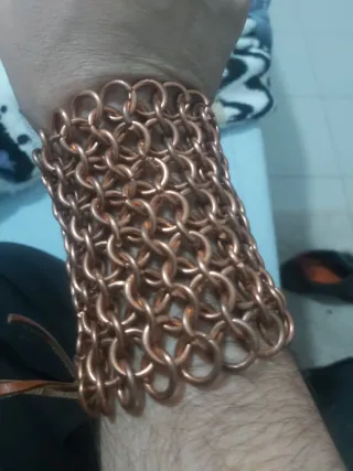 Pulsera-muñequera de cota de malla en cobre-acero