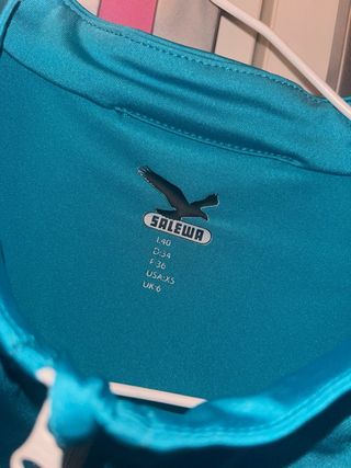 Camiseta deportiva Salewa Teal y Amarillo