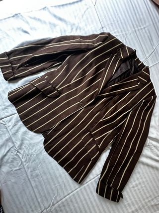 Americana Burberry London Rayas Marrón