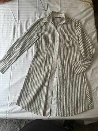 Vestido camisero Tintoretto gris y blanco