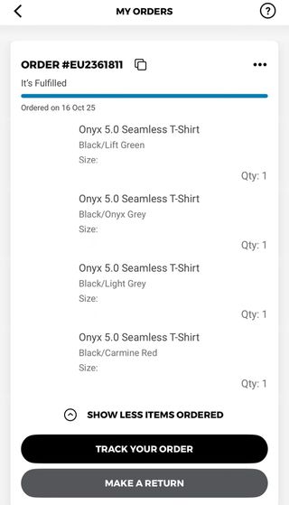 Camiseta Gymshark Onyx 5.0 Seamless Talla: L