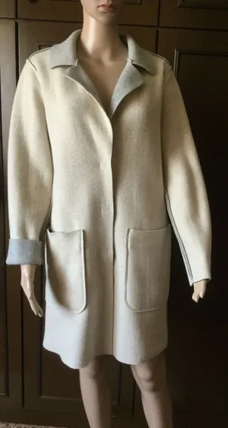 MAX cappotto bifacciale lana Donna, grigio beige M