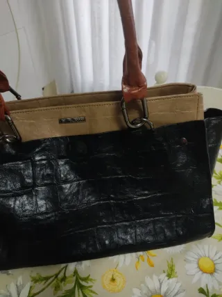 Bolso de vestir mujer beige y negro