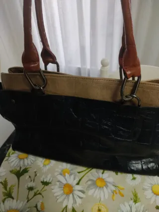 Bolso de vestir mujer beige y negro