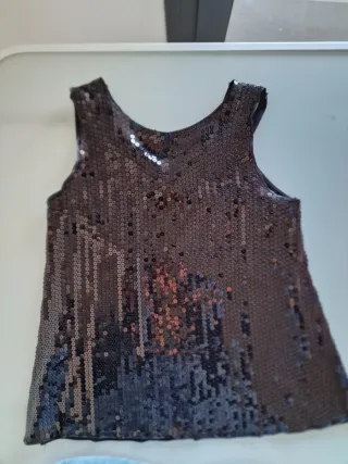 Top lentejuelas negro Talla M