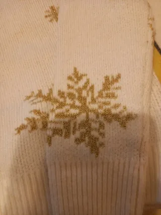 Jersey Navideño Copos Nieve Dorado Talla 40