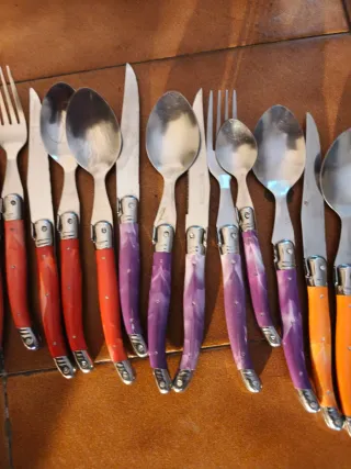 Cubiertos Royal Acero Inoxidable Azul Naranja