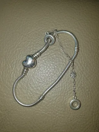 Pulsera Pandora Corazón y Flor Plata