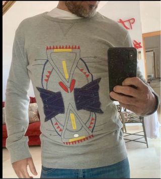 Jersey Adolfo Dominguez Gris Estampado Étnico