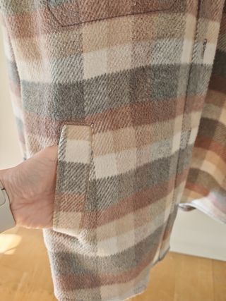 Chaqueta cuadros mujer beige y marrón