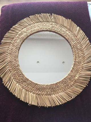 Espejo redondo de junco