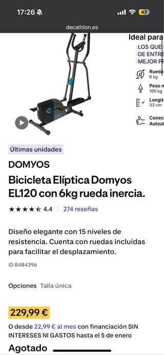 Bicicleta Elíptica Domyos
