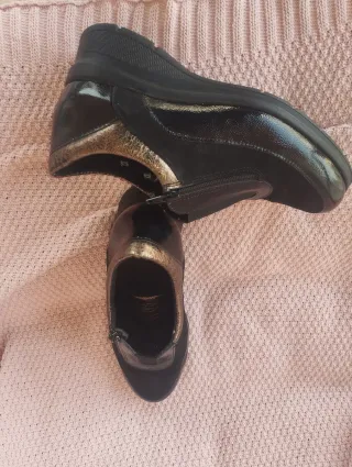 Zapatos Class Anchos Talla 39 Negro/Dorado