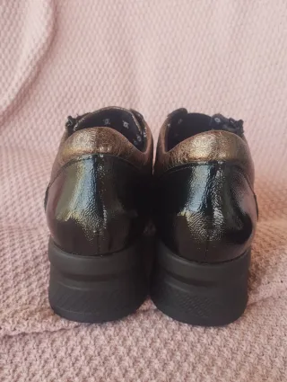 Zapatos Class Anchos Talla 39 Negro/Dorado