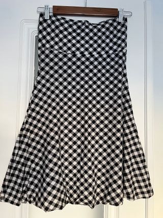 Vestido strapless cuadros blanco y negro T36