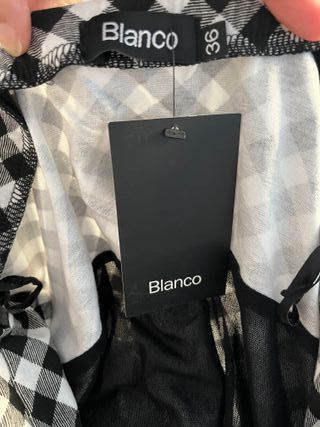 Vestido strapless cuadros blanco y negro T36