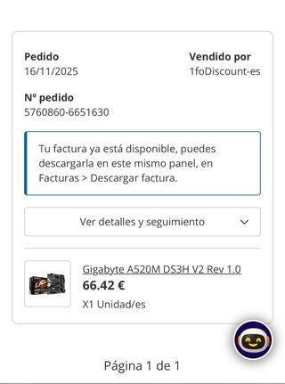 Gigabyte A520M DS3H V2 Placa Base