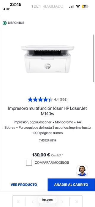 Impresora HP LaserJet M140we Blanca