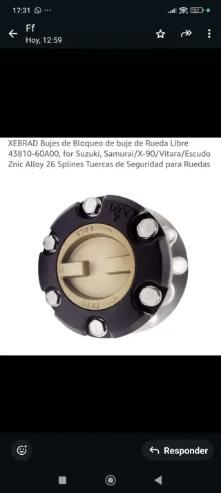Buje de Bloqueo Rueda Libre Suzuki 43810-60A00.