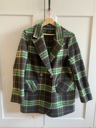 Chaqueta americana cuadros verde marrón M