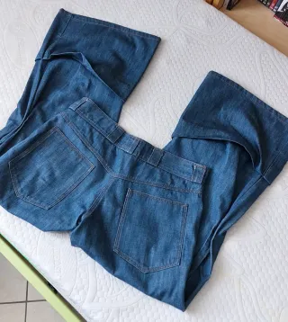 objekt draped flare blue jeans