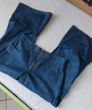 objekt draped flare blue jeans
