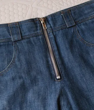 objekt draped flare blue jeans