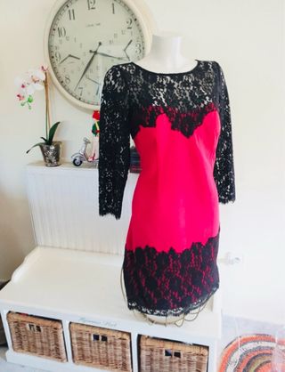 Vestido fiesta Aidan Mattox Negro/Rojo Talla 50