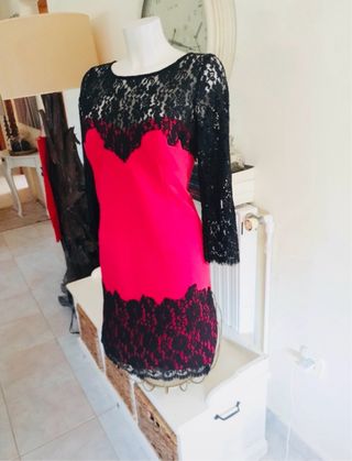 Vestido fiesta Aidan Mattox Negro/Rojo Talla 50