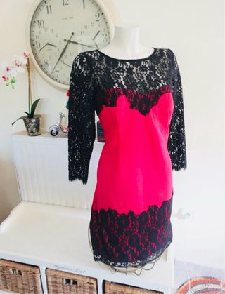 Vestido fiesta Aidan Mattox Negro/Rojo Talla 50