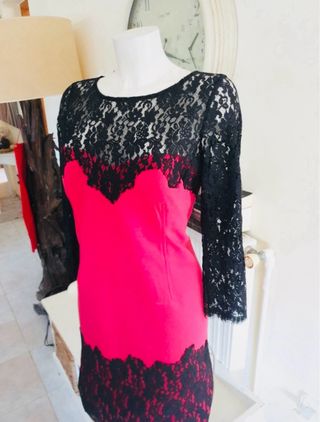 Vestido fiesta Aidan Mattox Negro/Rojo Talla 50