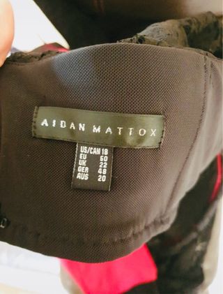 Vestido fiesta Aidan Mattox Negro/Rojo Talla 50