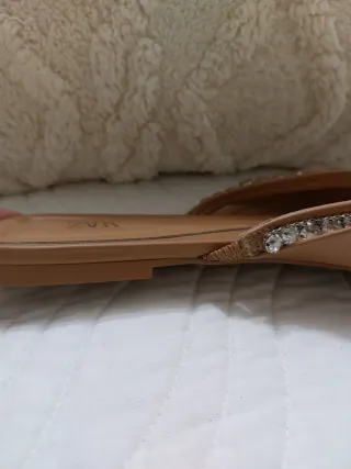 Zapatos Zara Mocasines Brillantes Marrones